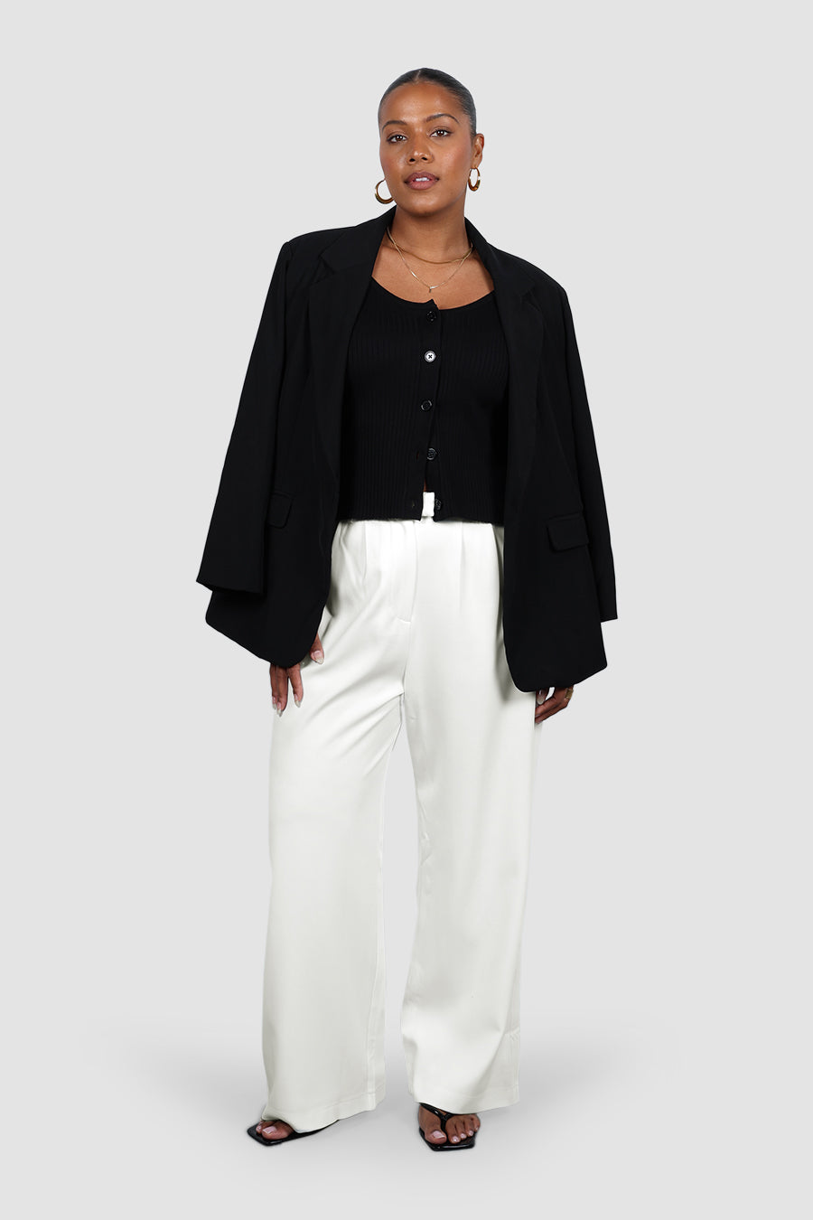 NIVARA RIB CARDIGAN BLACK