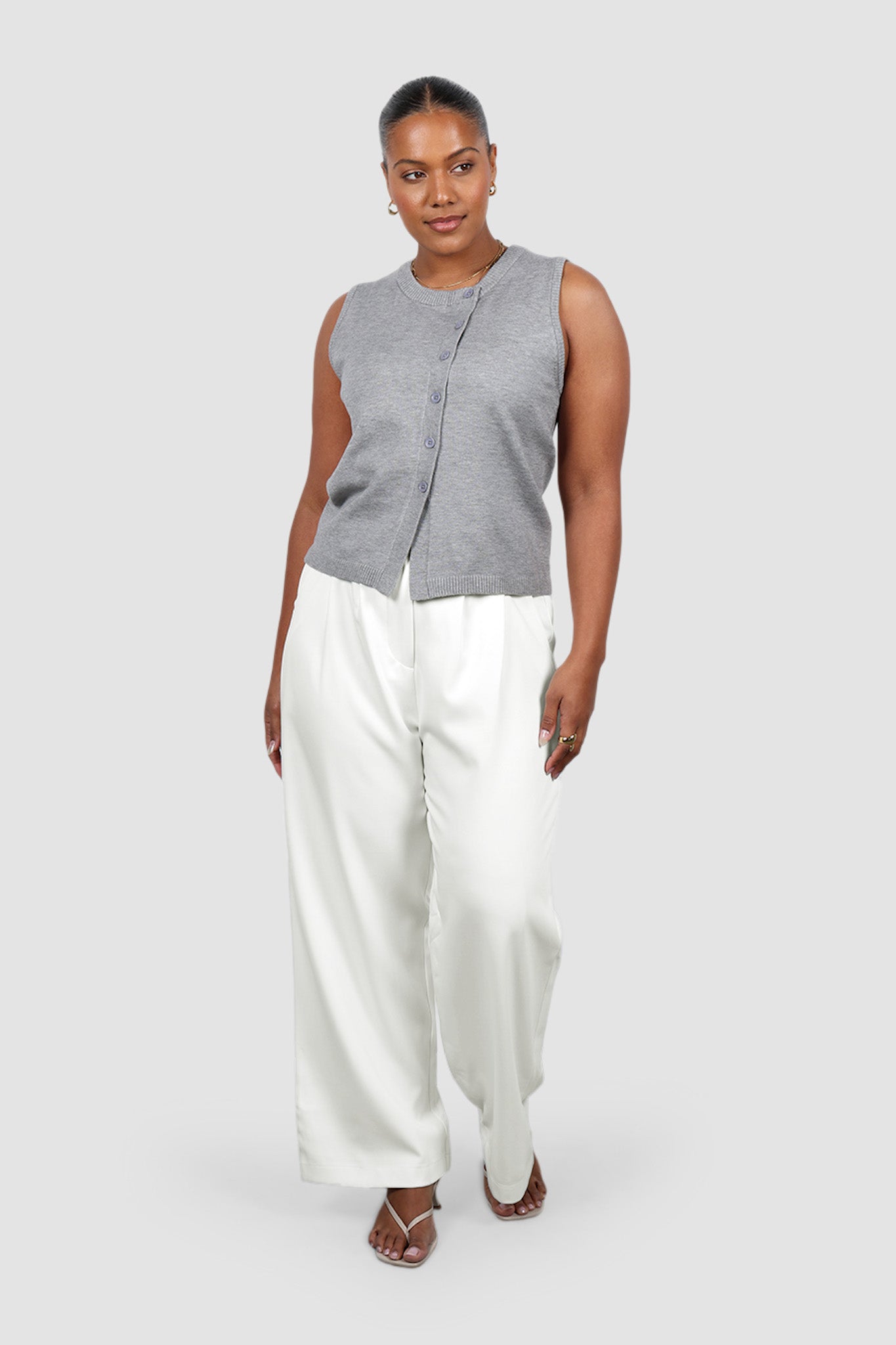ESTI KNIT VEST GREY MARLE
