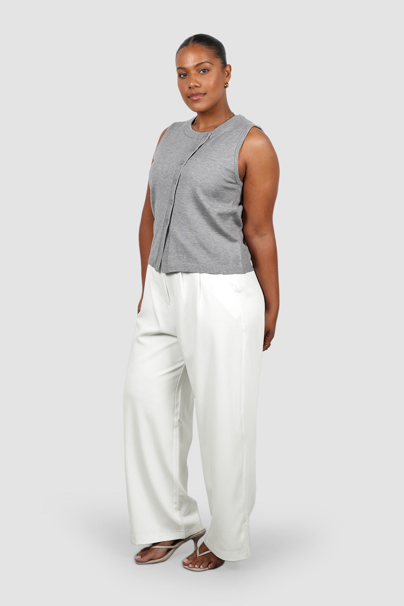 ESTI KNIT VEST GREY MARLE