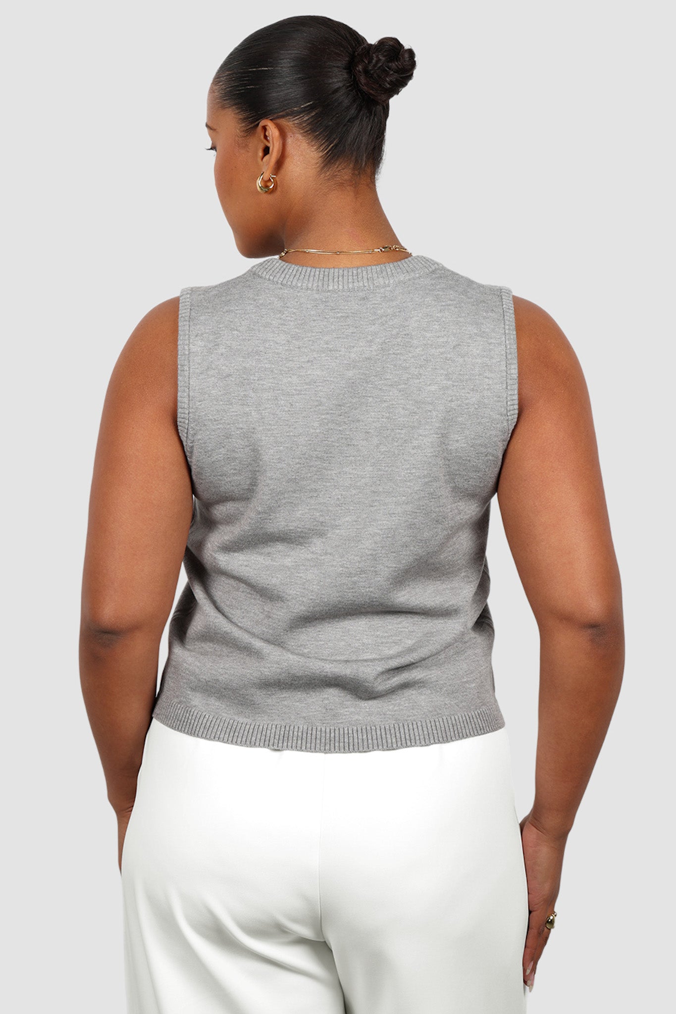 ESTI KNIT VEST GREY MARLE