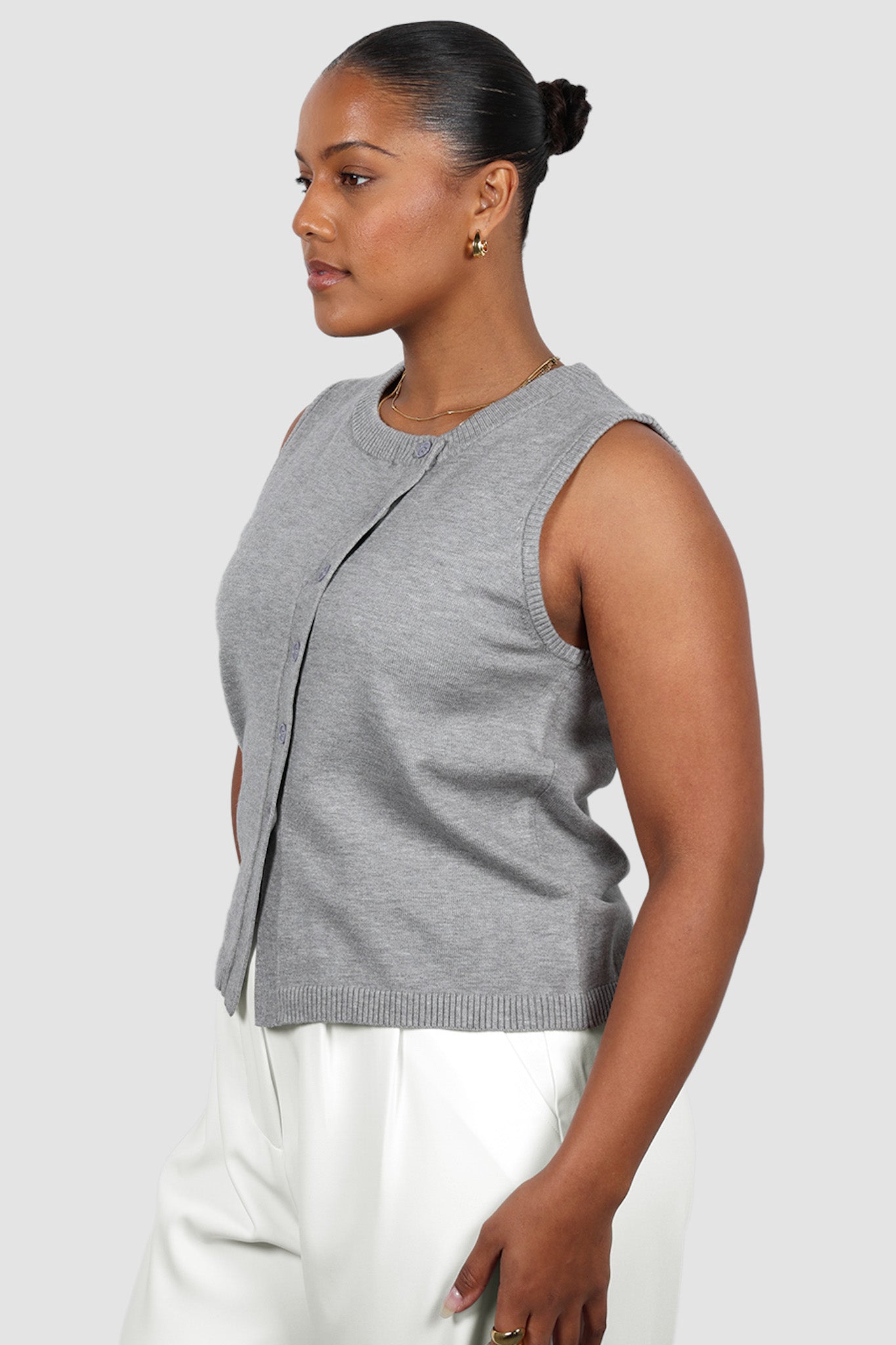 ESTI KNIT VEST GREY MARLE