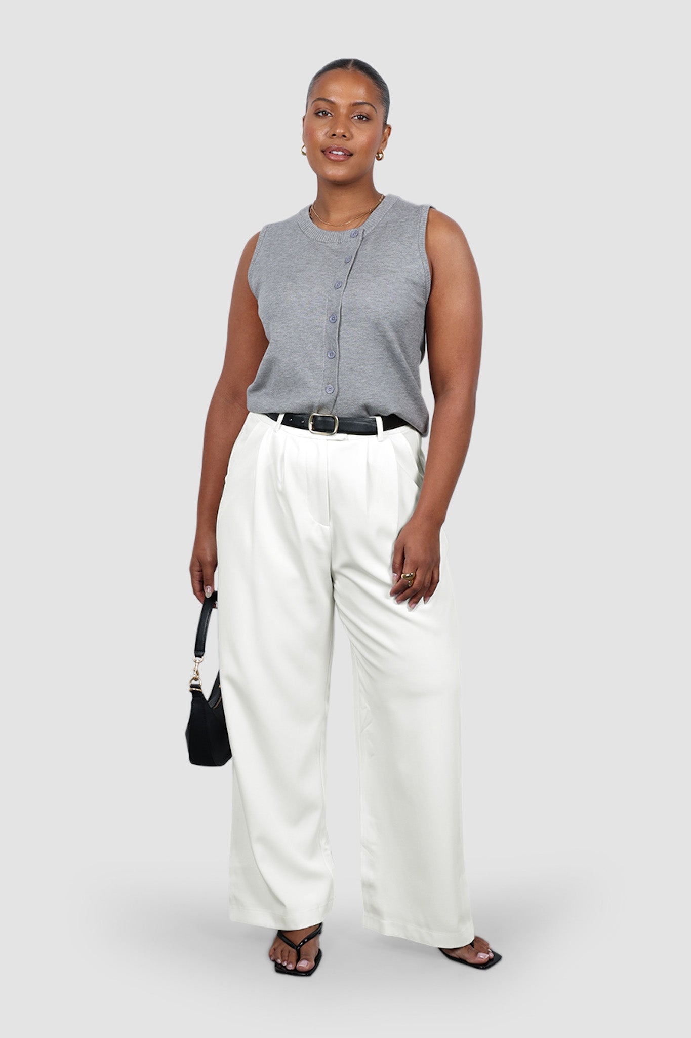 ESTI KNIT VEST GREY MARLE