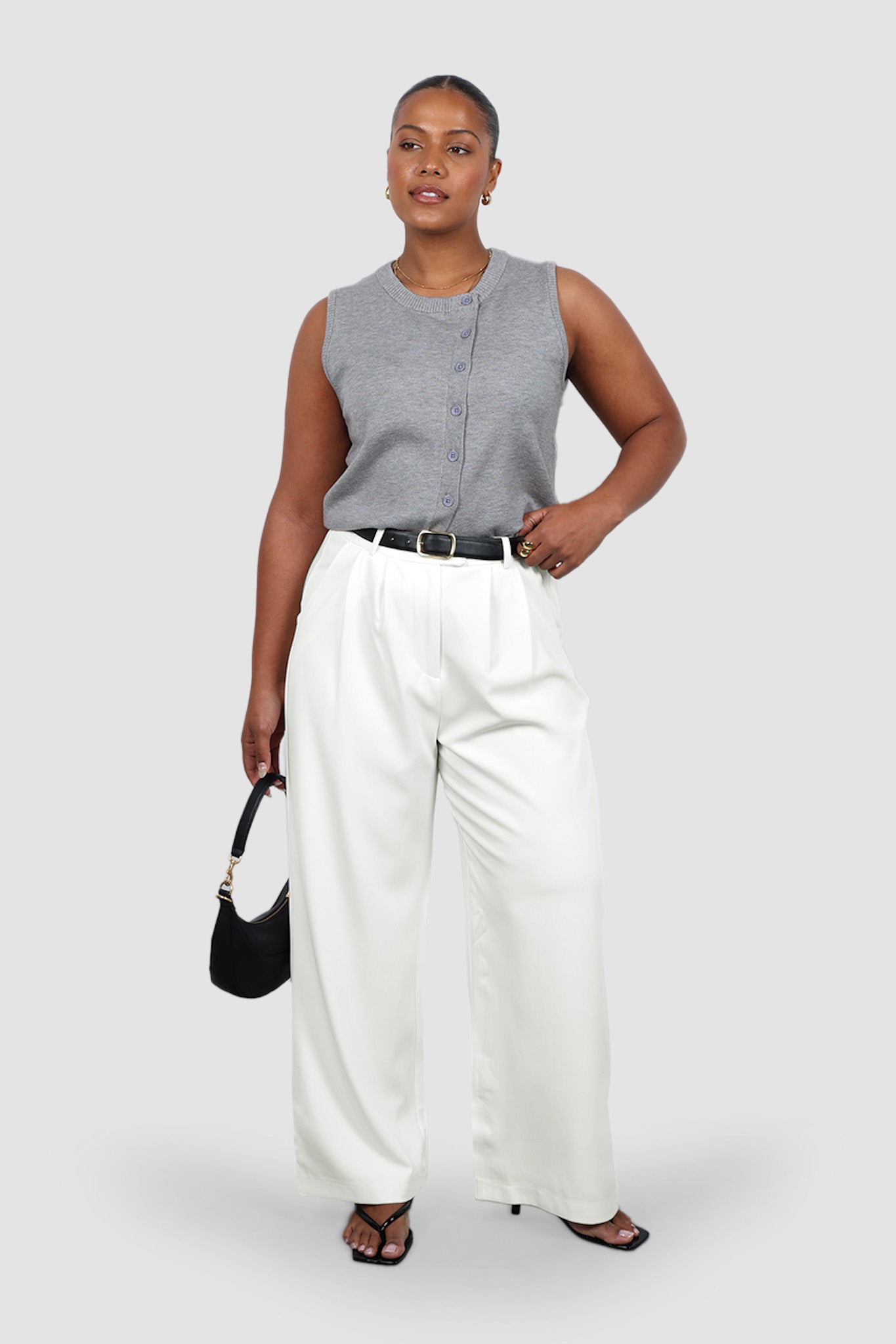 ESTI KNIT VEST GREY MARLE