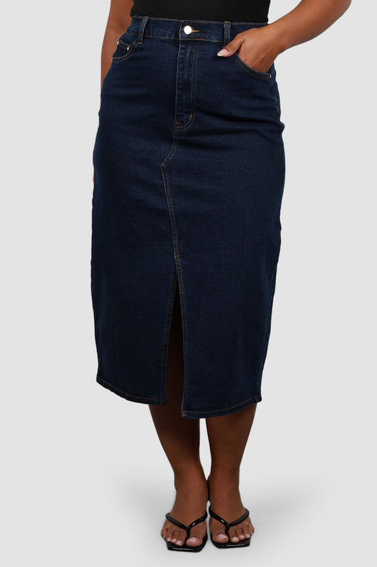 HUDSON MIDI SKIRT MIDNIGHT BLUE