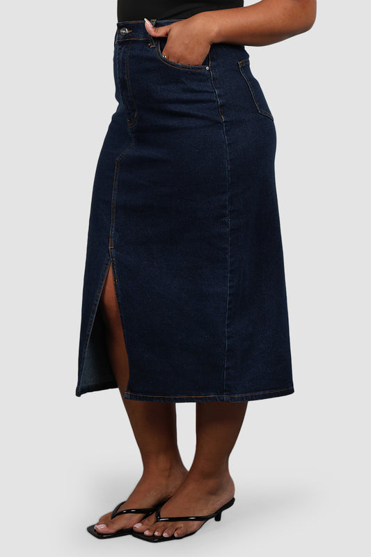 HUDSON MIDI SKIRT MIDNIGHT BLUE