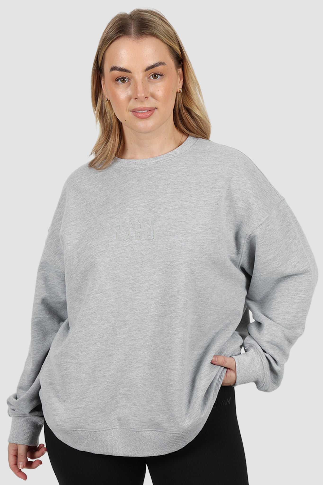 FAYT LOGO CREW NECK SWEATER GREY MARLE