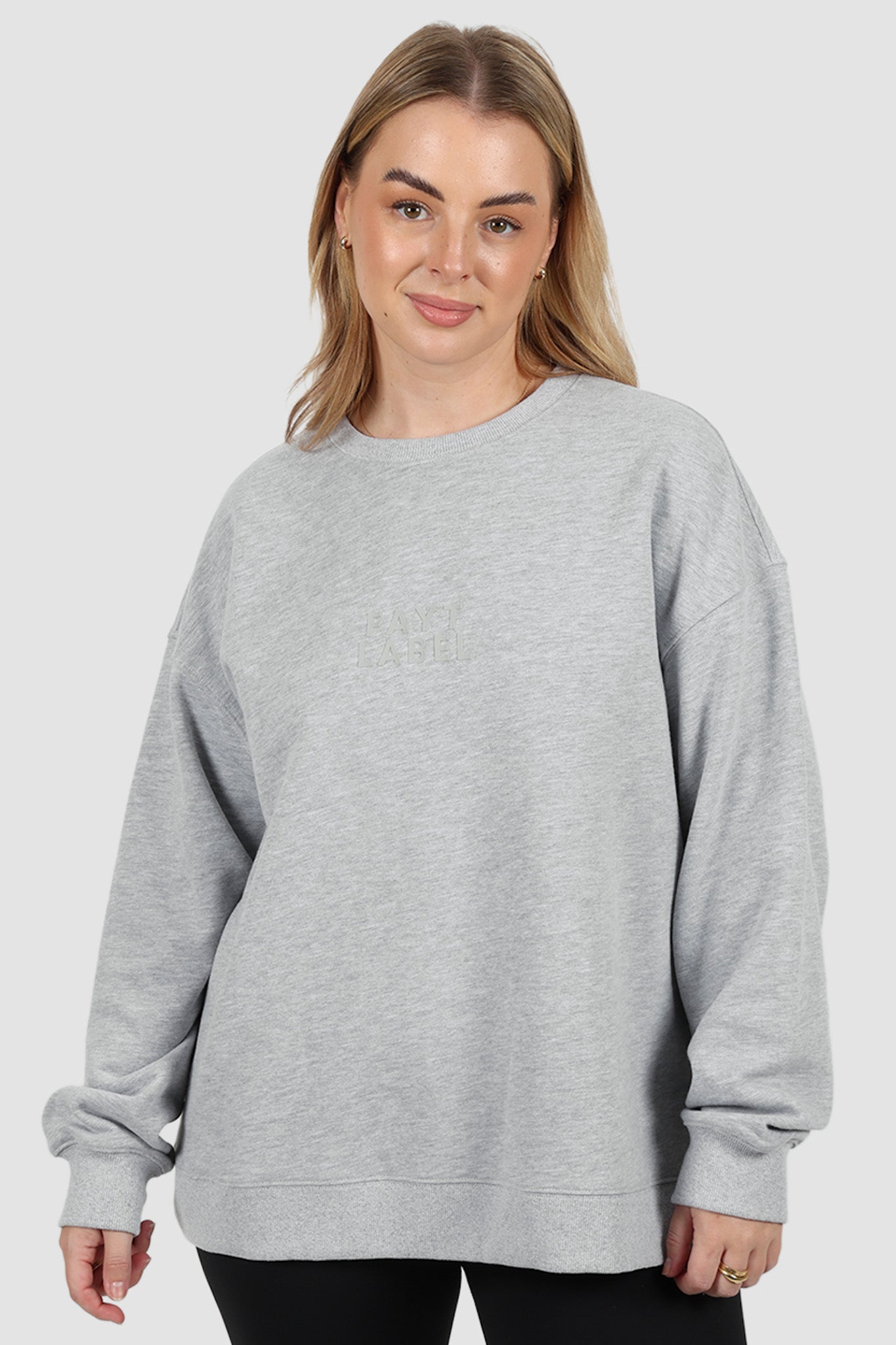FAYT LOGO CREW NECK SWEATER GREY MARLE