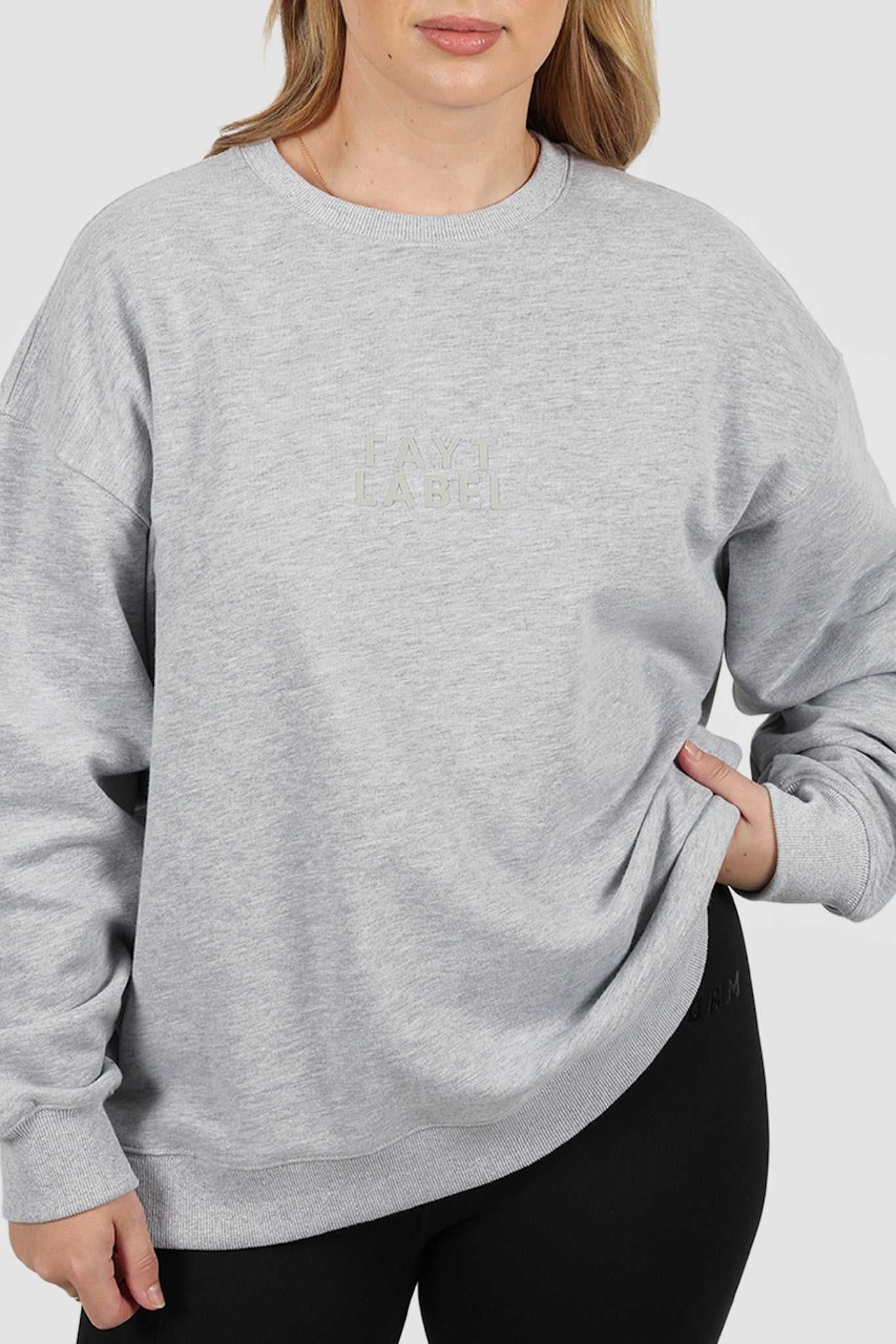 FAYT LOGO CREW NECK SWEATER GREY MARLE