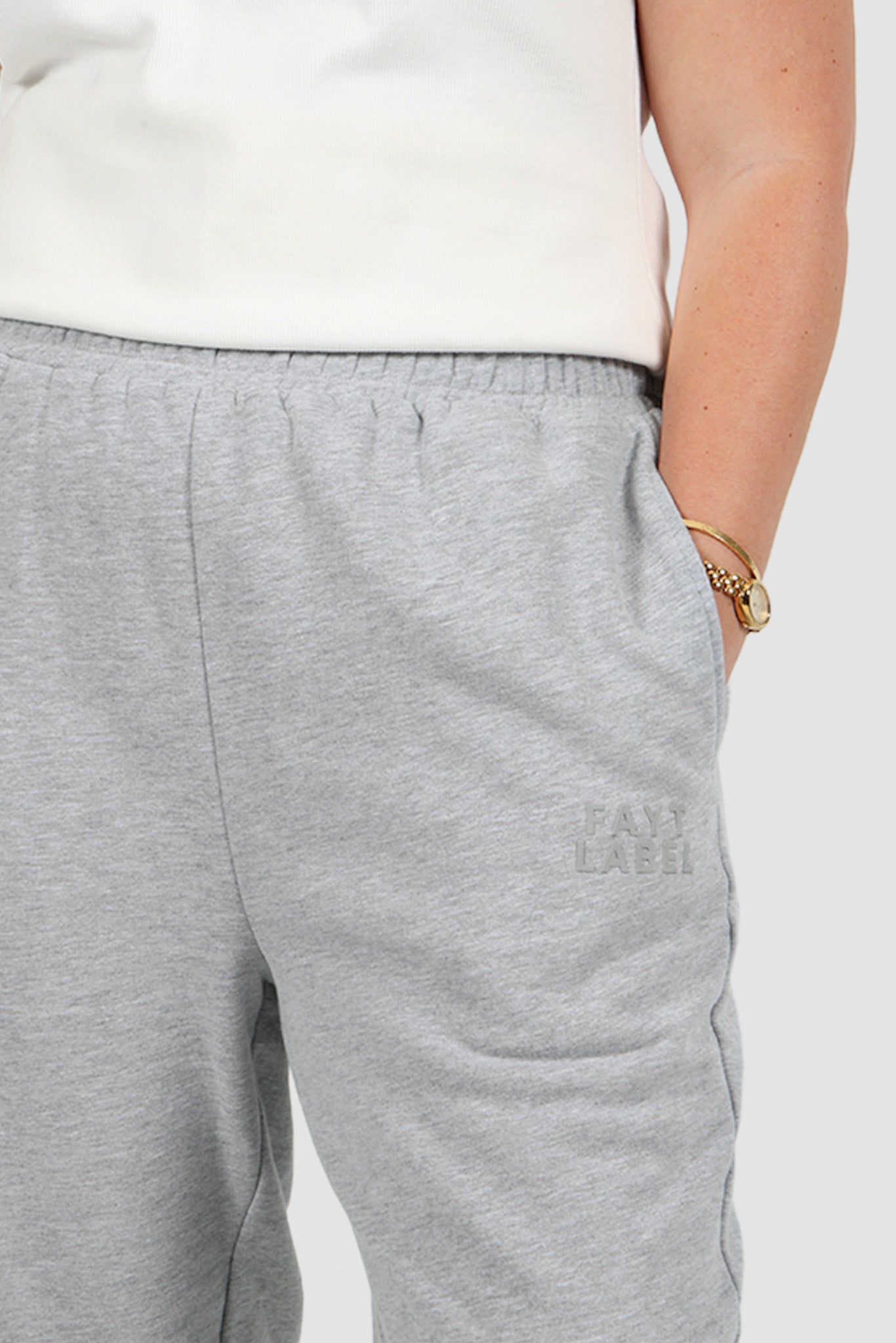 FAYT LOGO CUFF SWEATPANT GREY MARLE