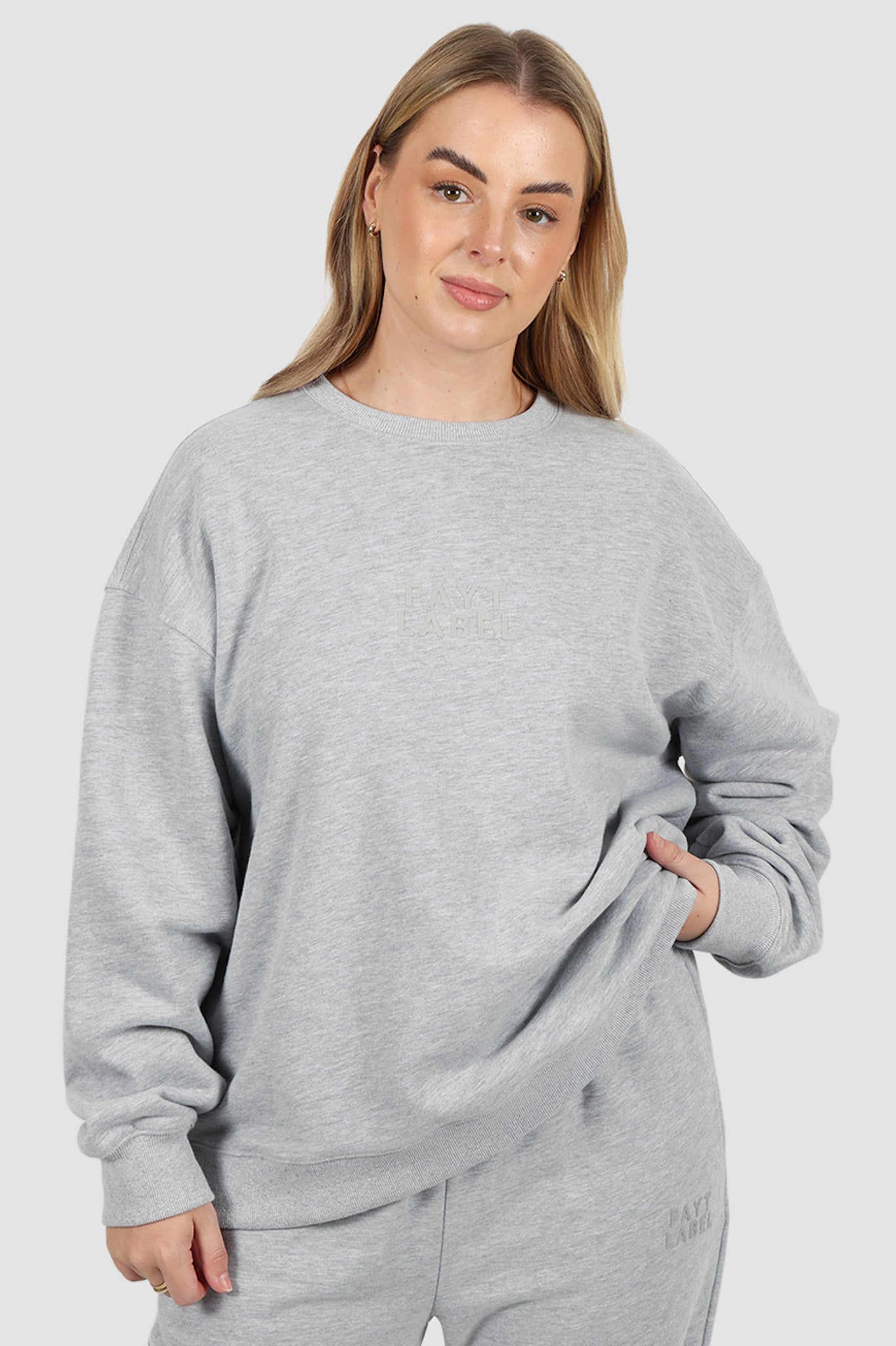 FAYT LOGO CREW NECK SWEATER GREY MARLE