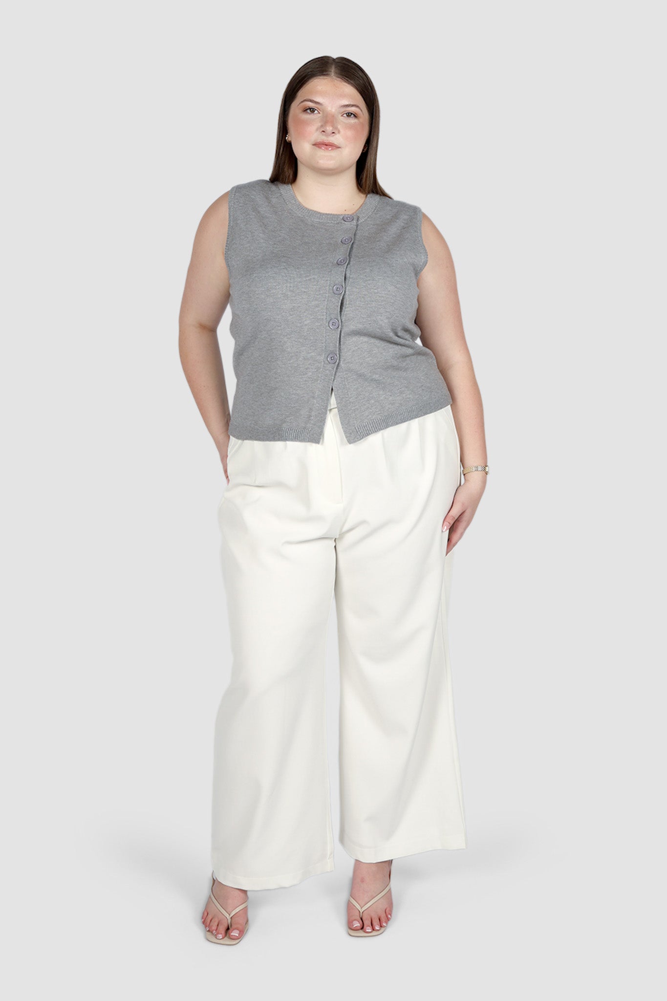 ESTI KNIT VEST GREY MARLE