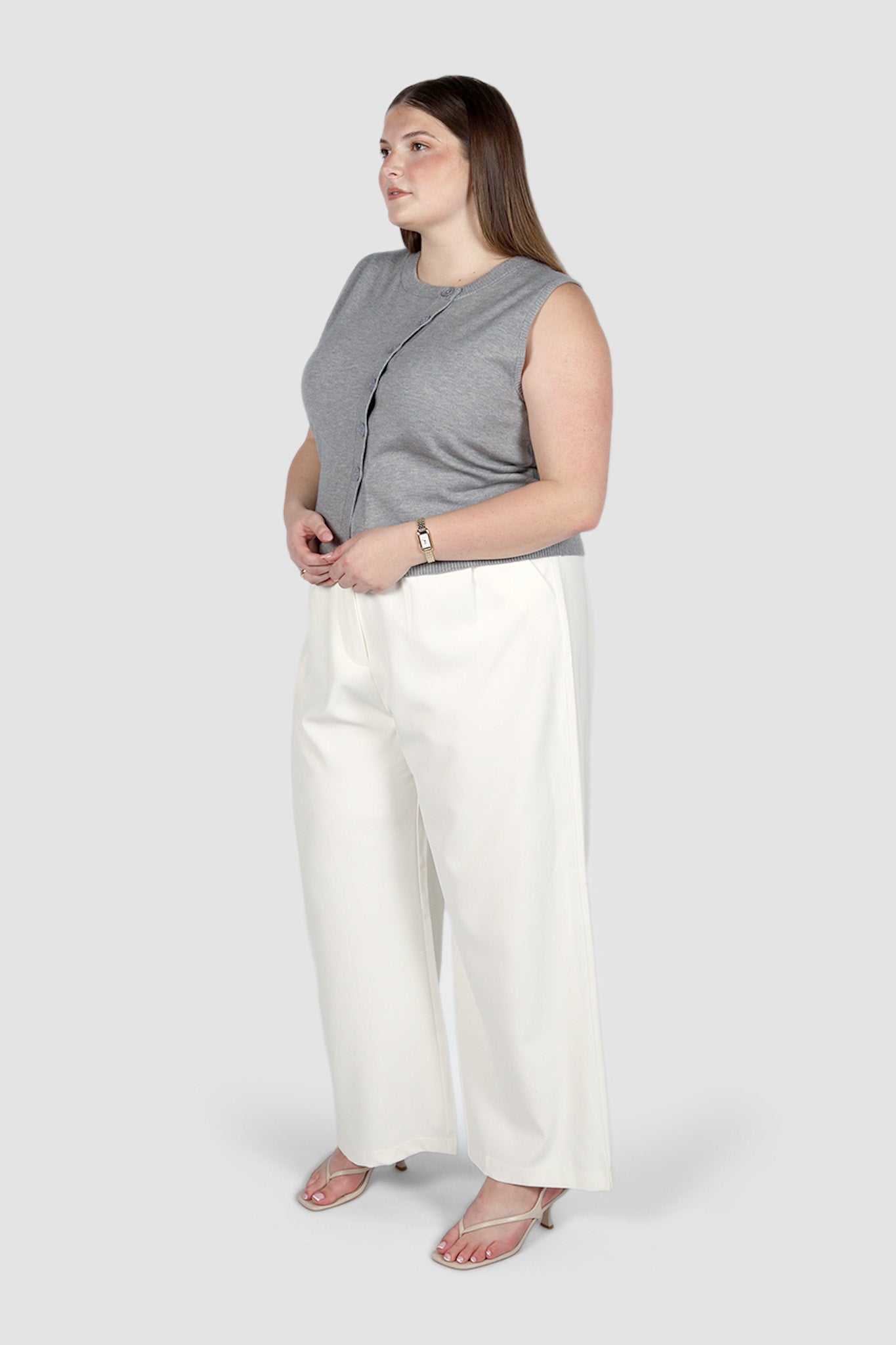 ESTI KNIT VEST GREY MARLE