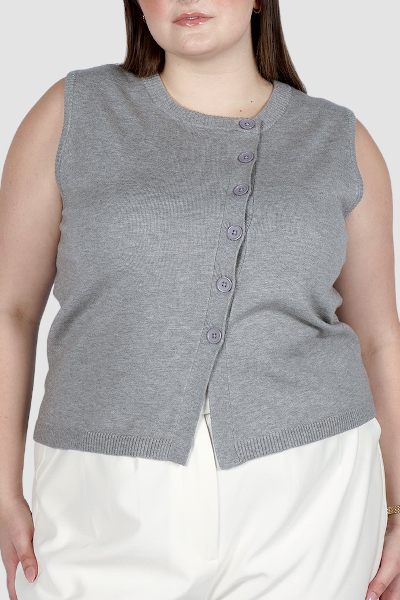 ESTI KNIT VEST GREY MARLE