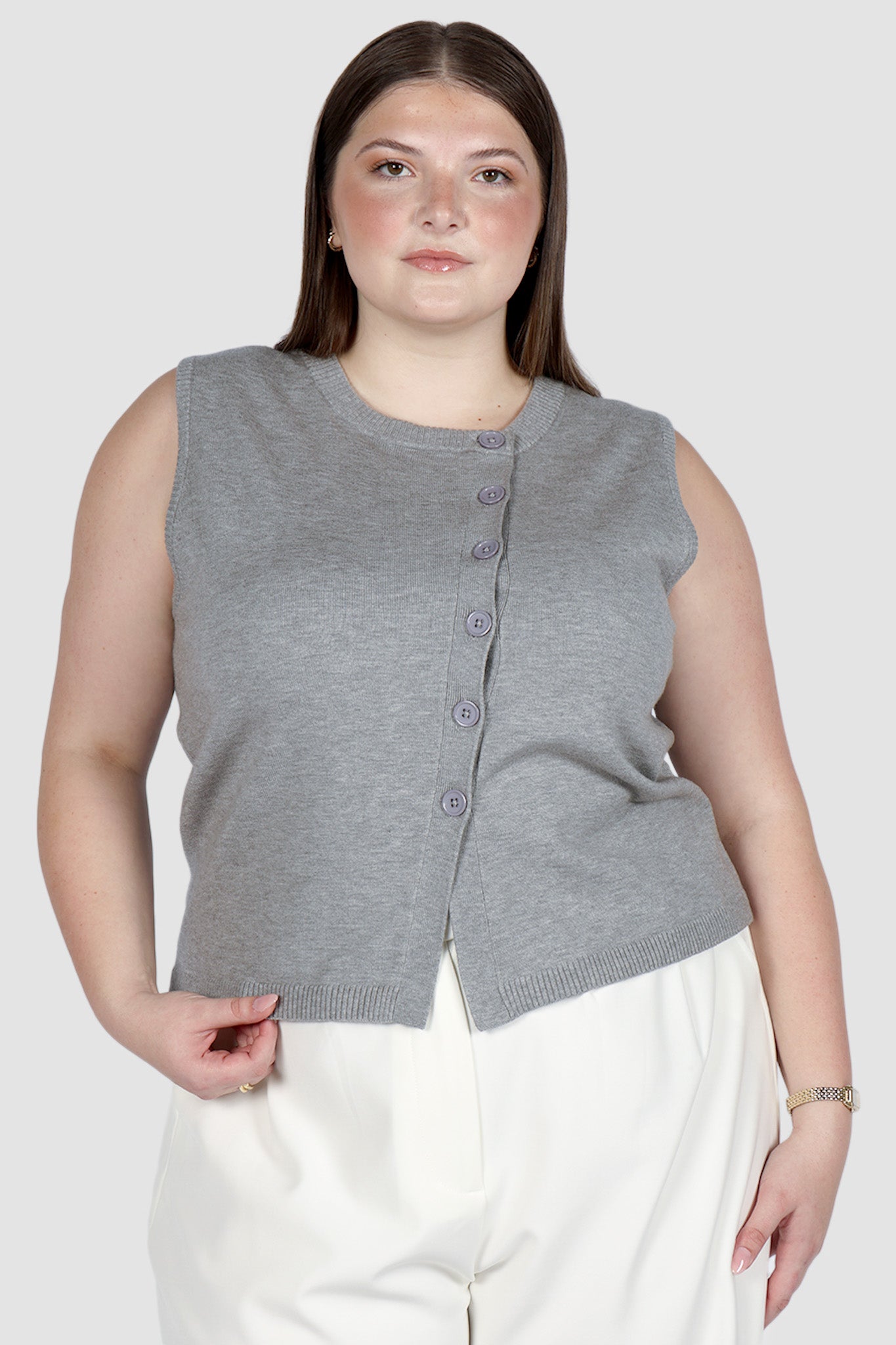 ESTI KNIT VEST GREY MARLE
