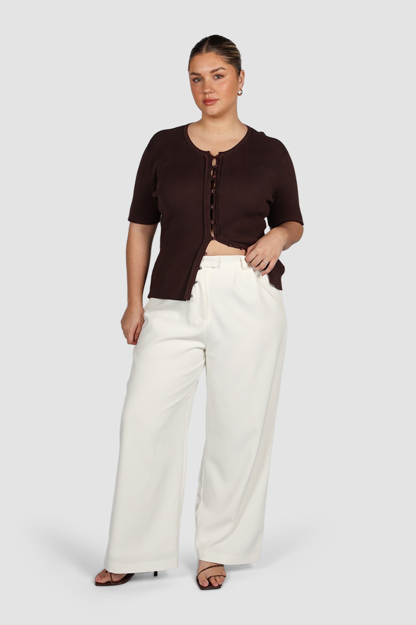 WREN S/S KNIT TOP DEEP CHOC