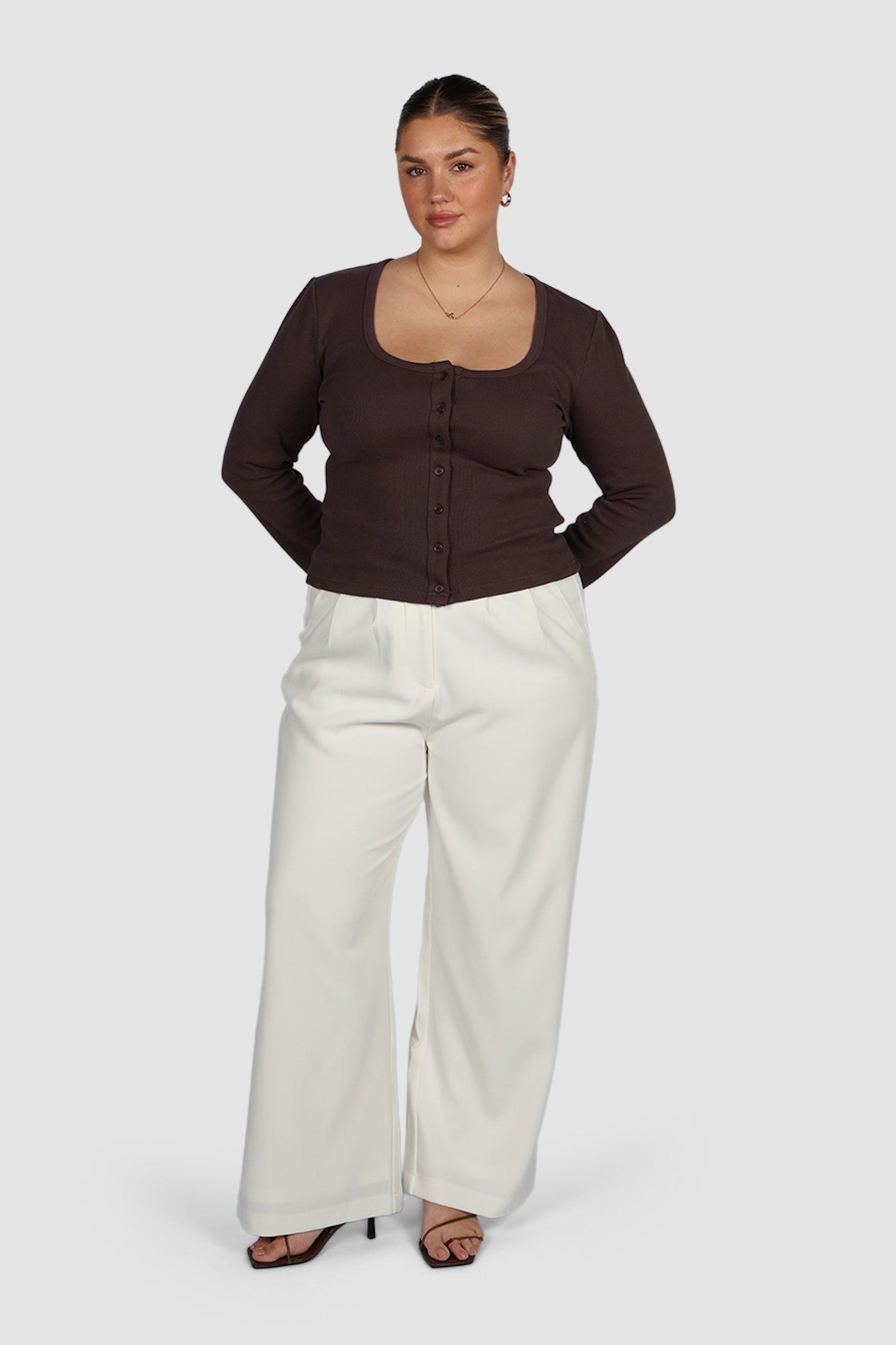BECKER LONG SLEEVE TOP CHOC