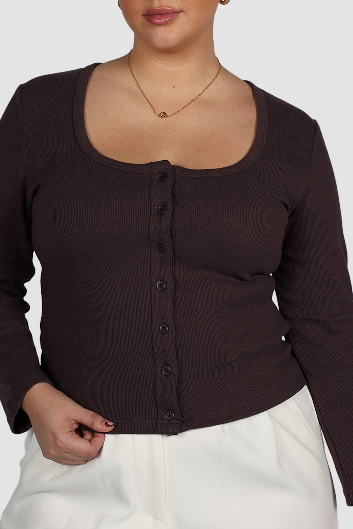BECKER LONG SLEEVE TOP CHOC