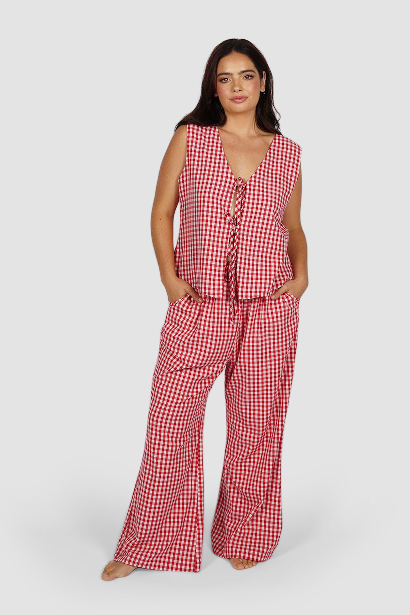 TORBIN TOP RED GINGHAM