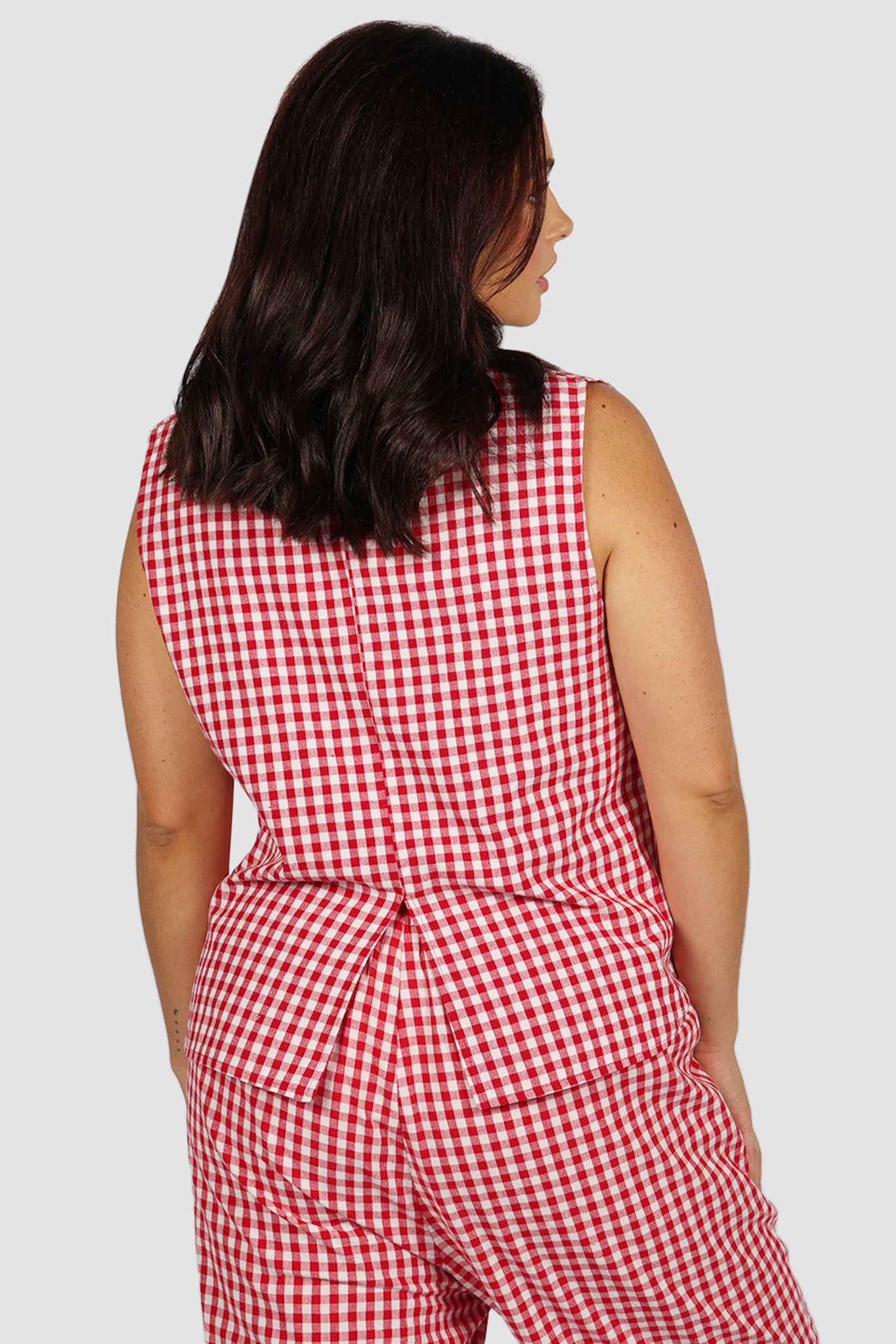 TORBIN TOP RED GINGHAM