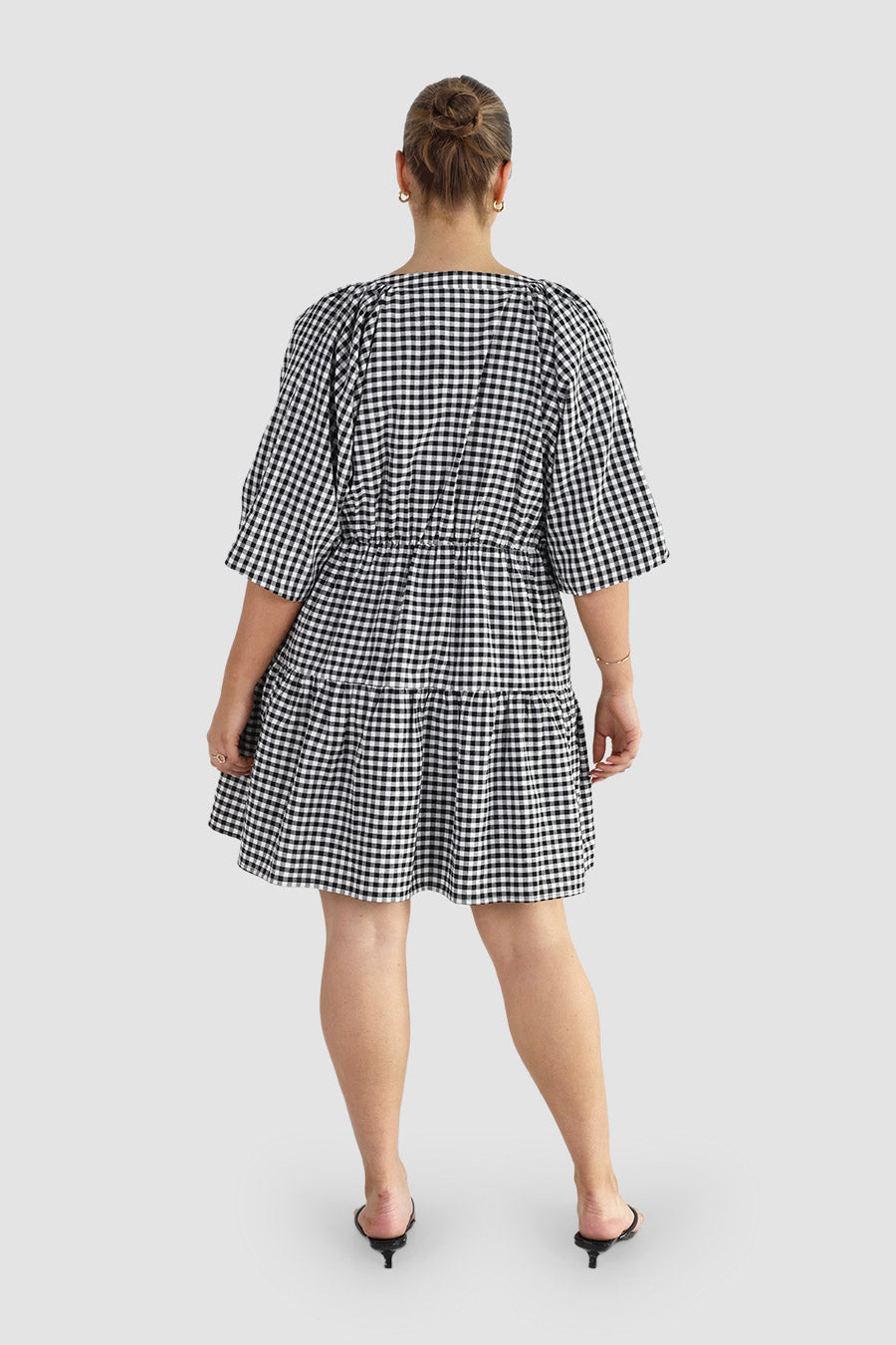 SALORA DRESS B&W GINGHAM
