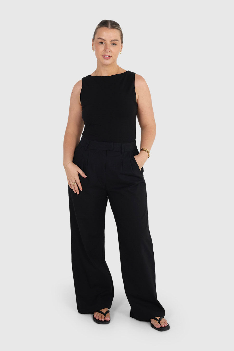 ARIE LINEN PANTS BLACK