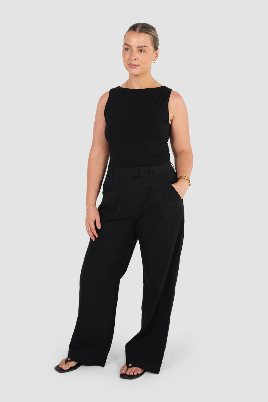 ARIE LINEN PANTS BLACK