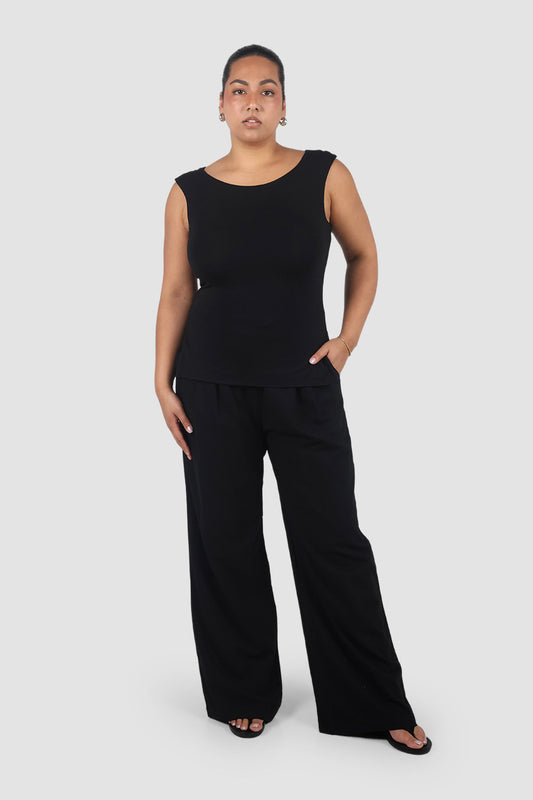 ARIE LINEN PANTS TALL FIT BLACK