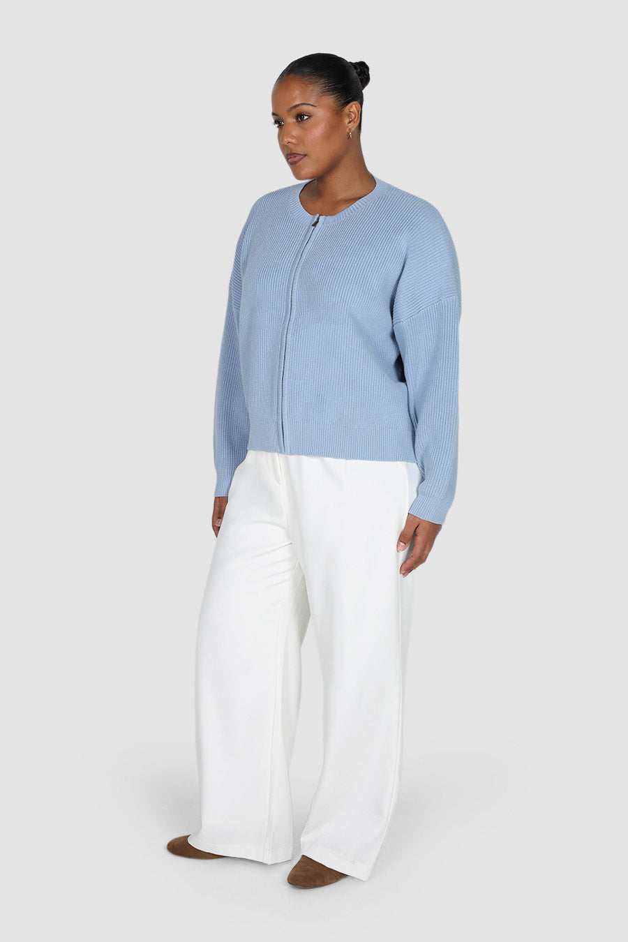 GENE ZIP CARDIGAN BLUE