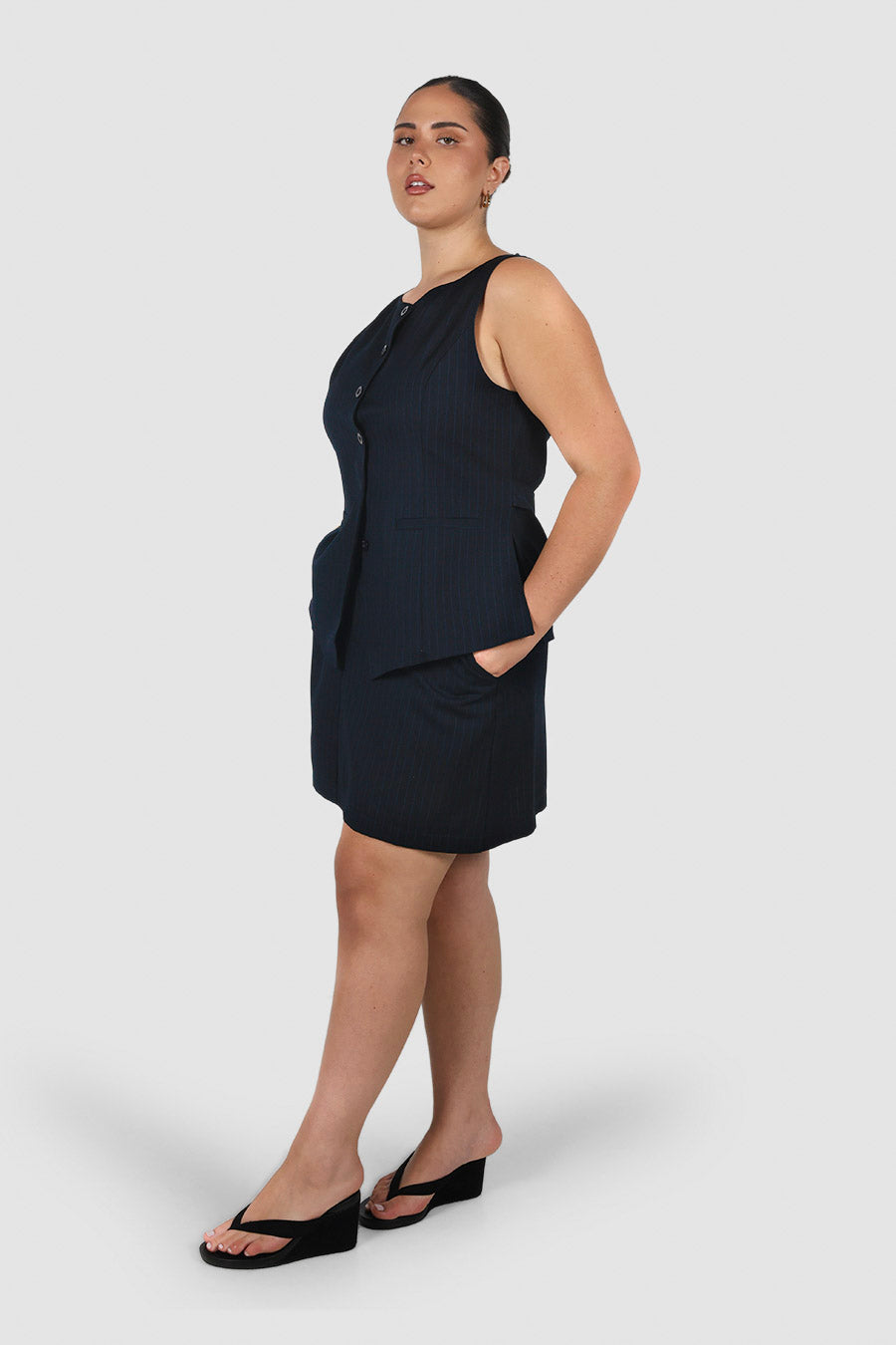 SOREVA SKORT NAVY PINSTRIPE
