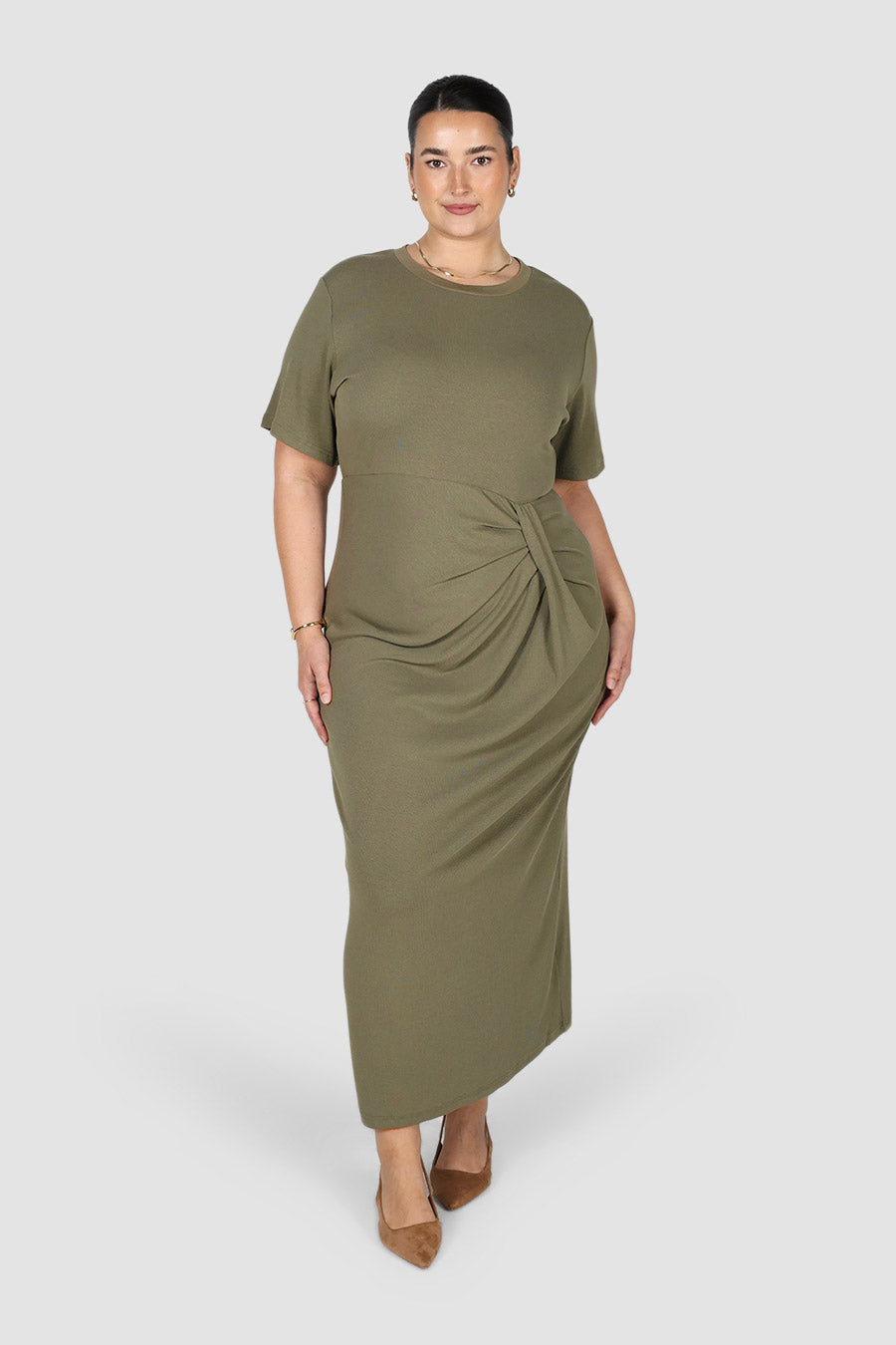 MARNIE RIB DRESS KHAKI