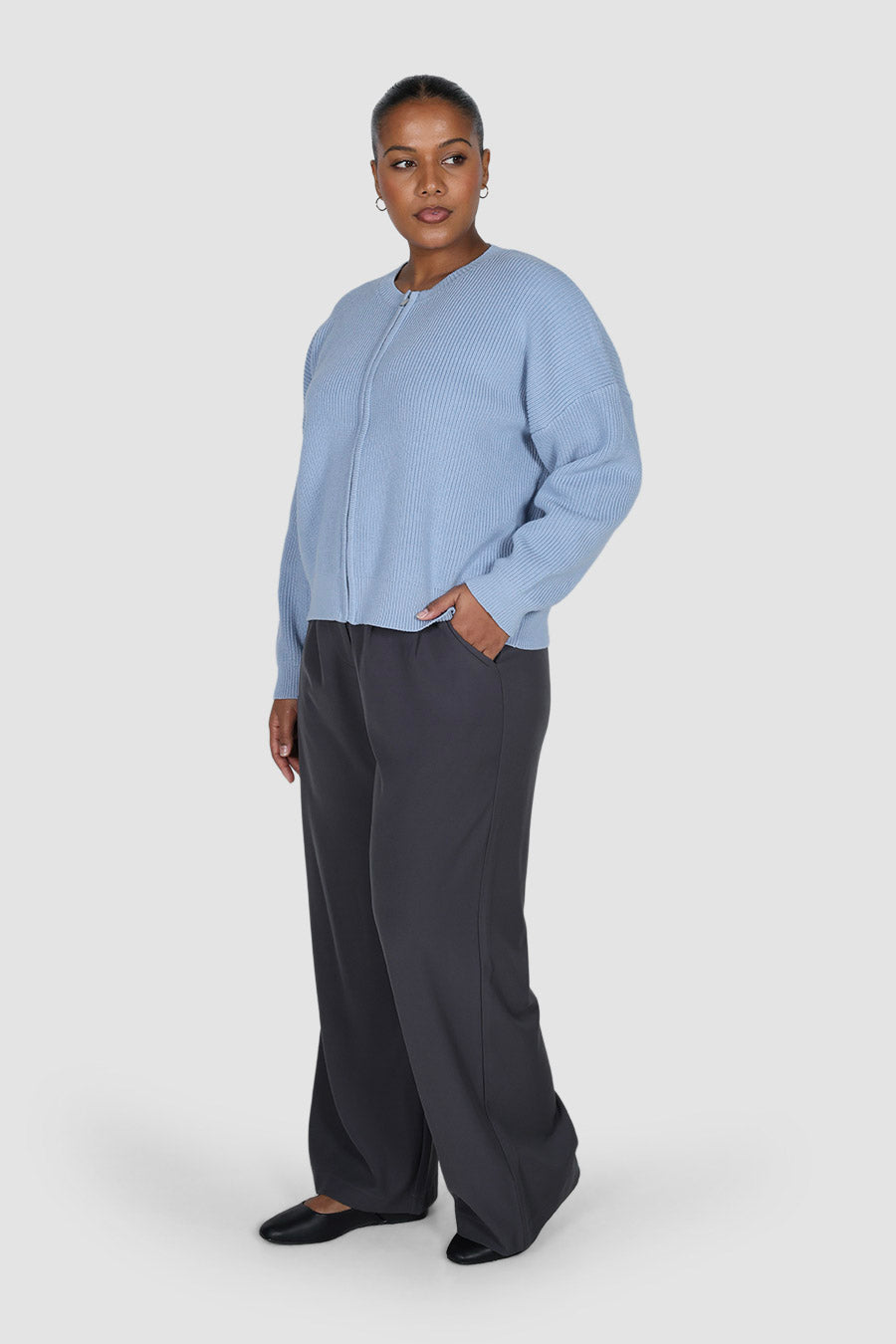 GENE ZIP CARDIGAN BLUE