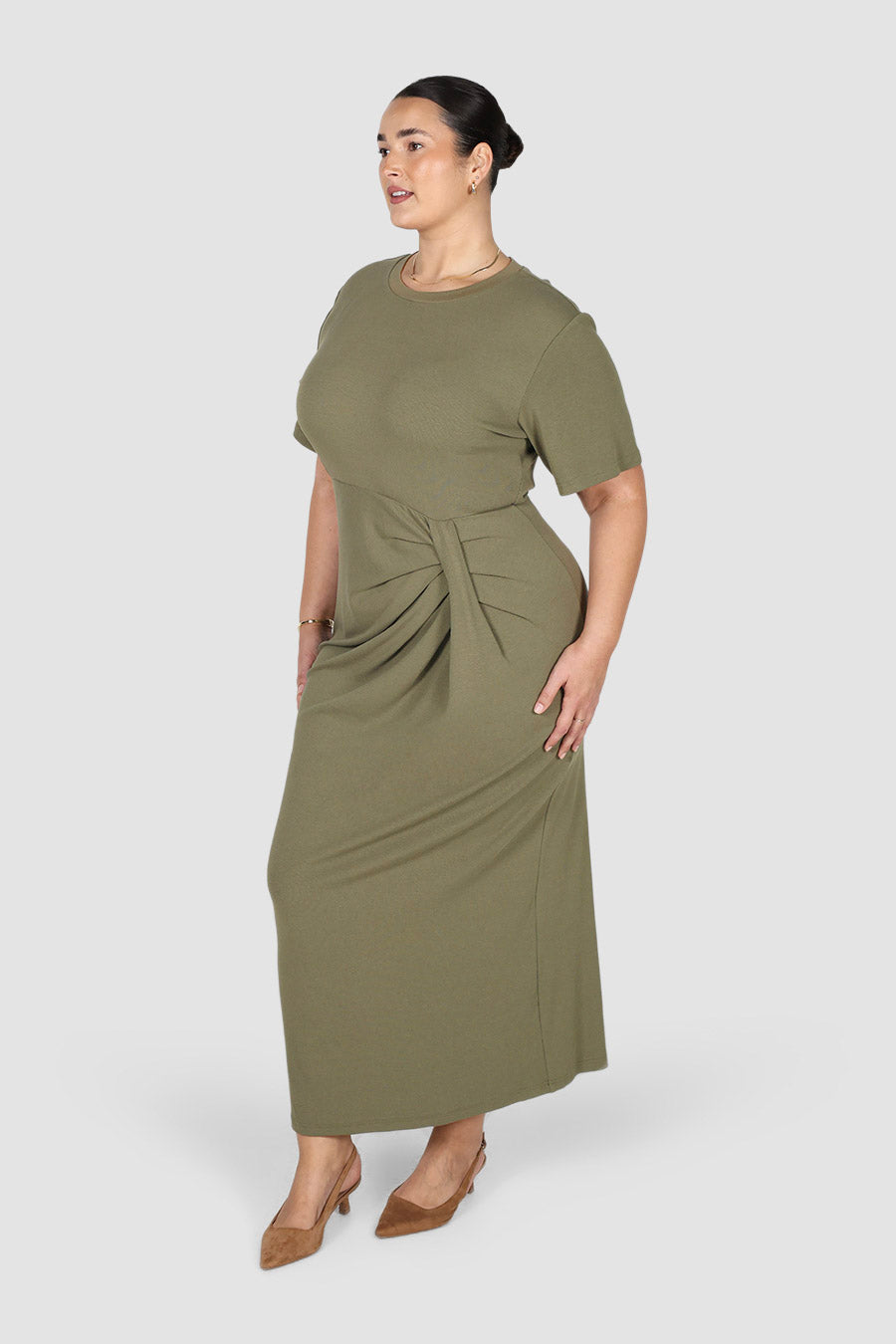 MARNIE RIB DRESS KHAKI
