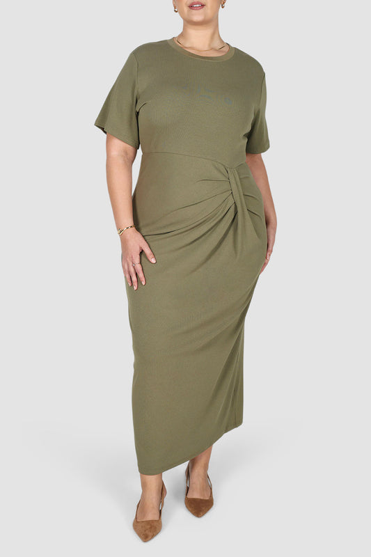 MARNIE RIB DRESS KHAKI