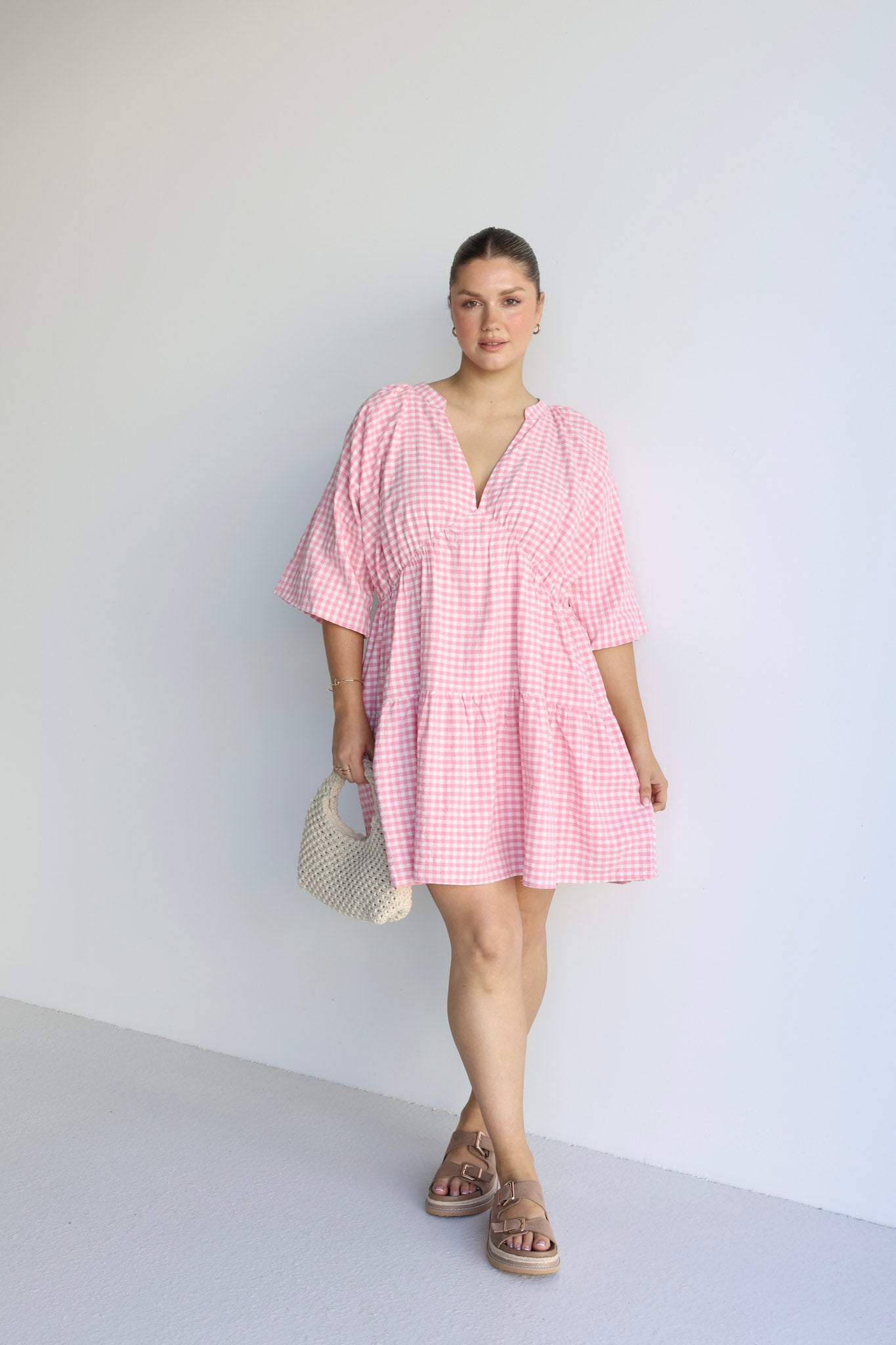 SALORA DRESS PINK GINGHAM