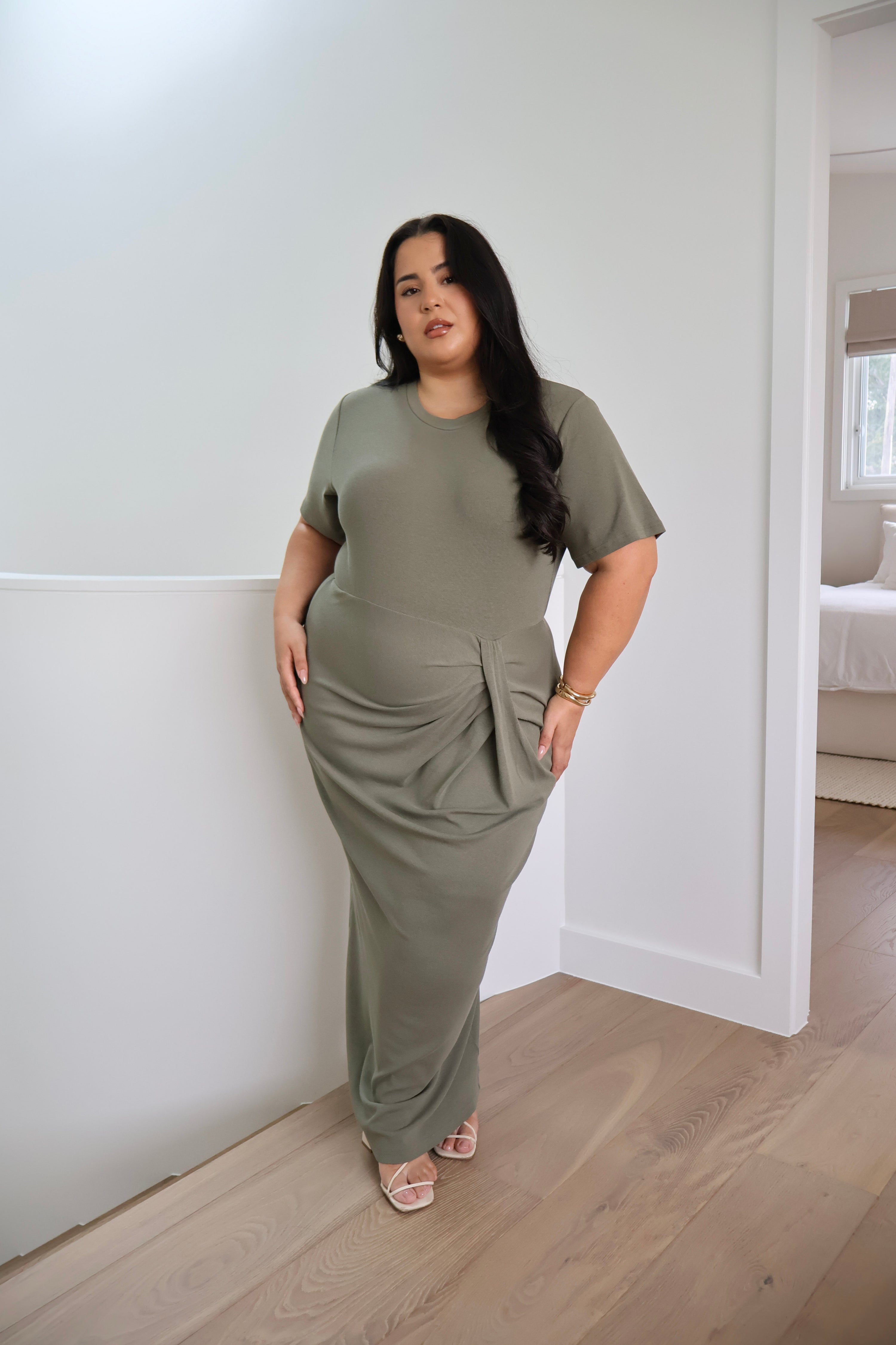 MARNIE RIB DRESS KHAKI