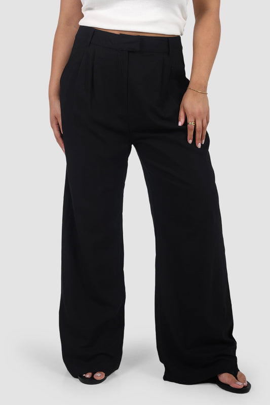 ARIE LINEN PANTS TALL FIT BLACK