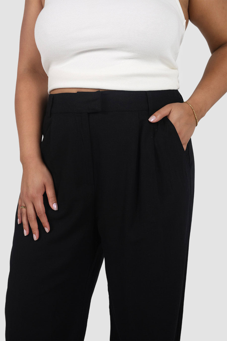ARIE LINEN PANTS TALL FIT BLACK