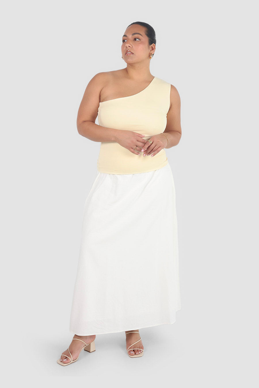 SULLIVAN ONE SHOULDER TOP SOFT BUTTER