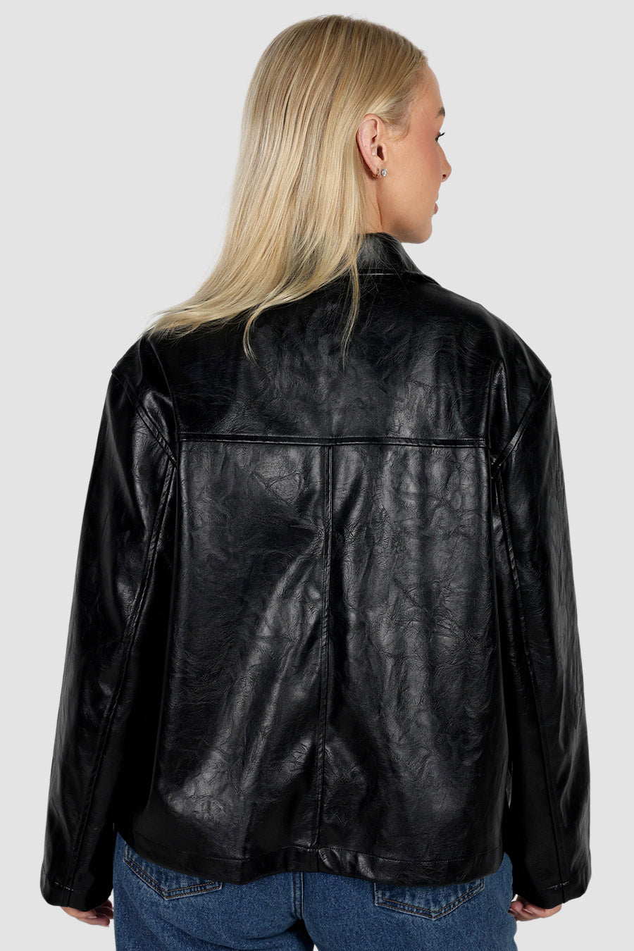 RAVEN PU LEATHER JACKET BLACK