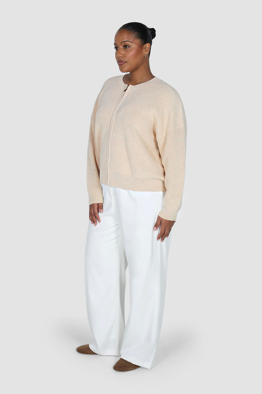 GENE ZIP CARDIGAN BONE