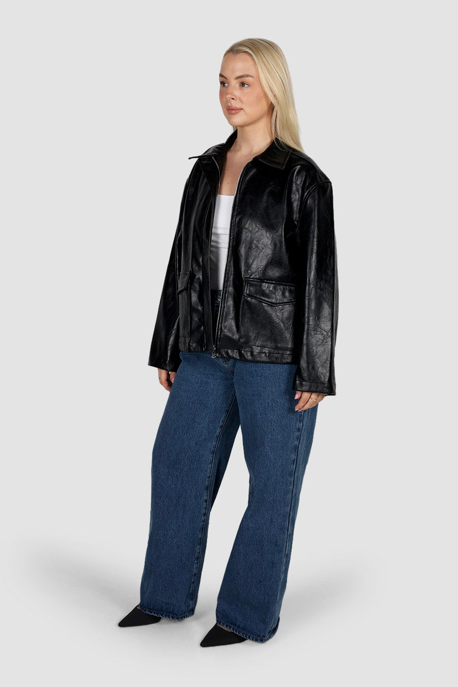 RAVEN PU LEATHER JACKET BLACK
