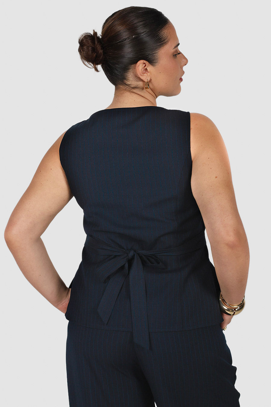 ROMIE VEST NAVY PINSTRIPE
