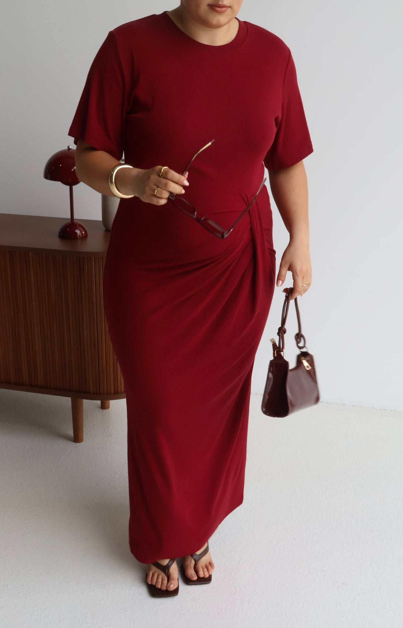 MARNIE RIB DRESS WINE