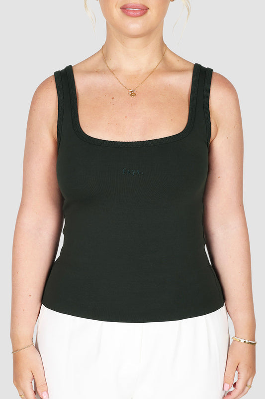 LOGO BUTTERY TANK DEEP FOREST GREEN