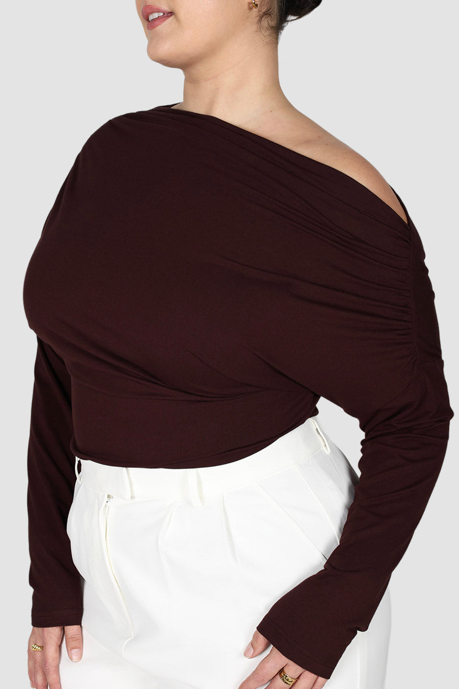 AVENDI L/S TOP CHOCOLATE
