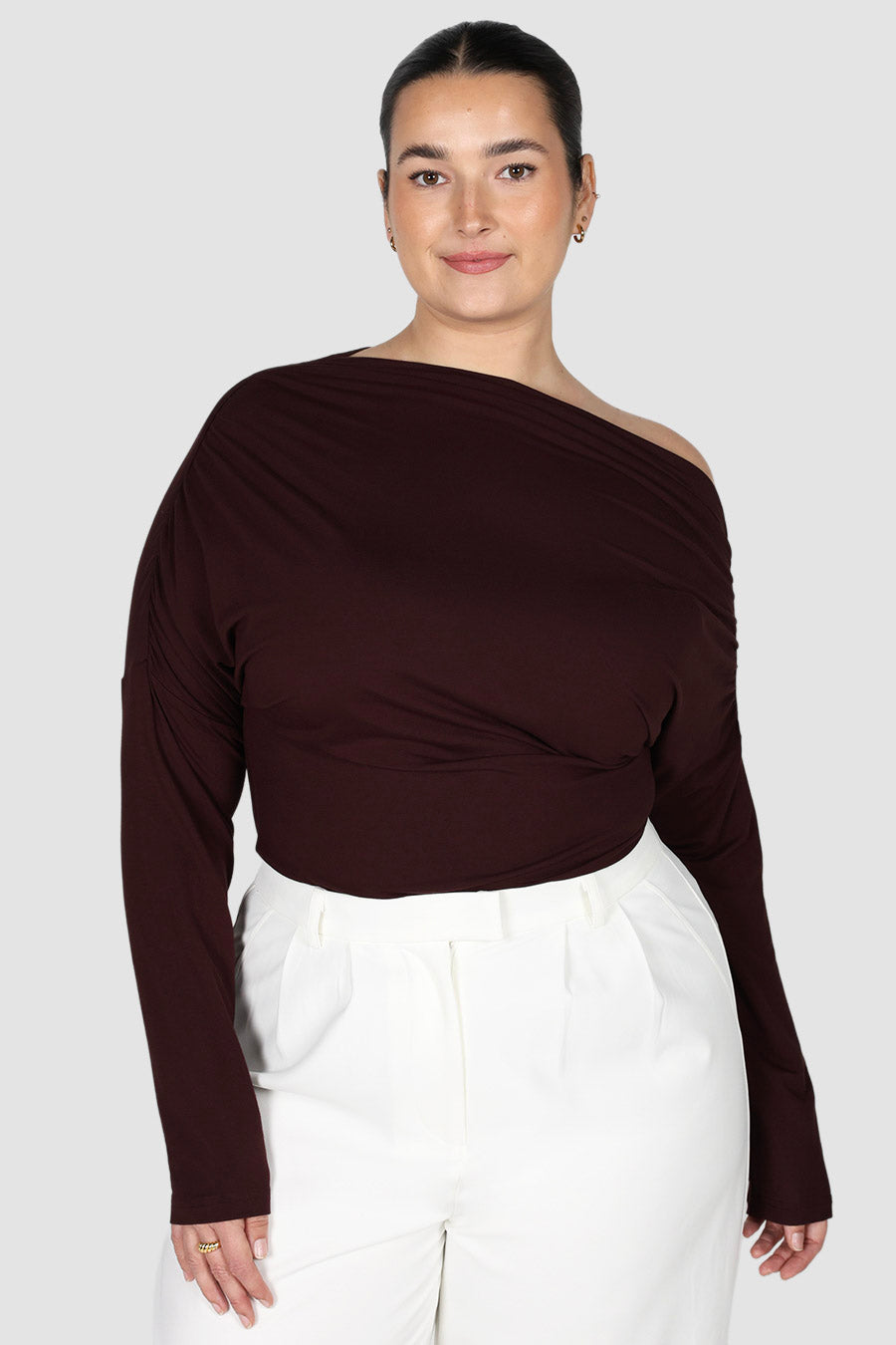 AVENDI L/S TOP CHOCOLATE