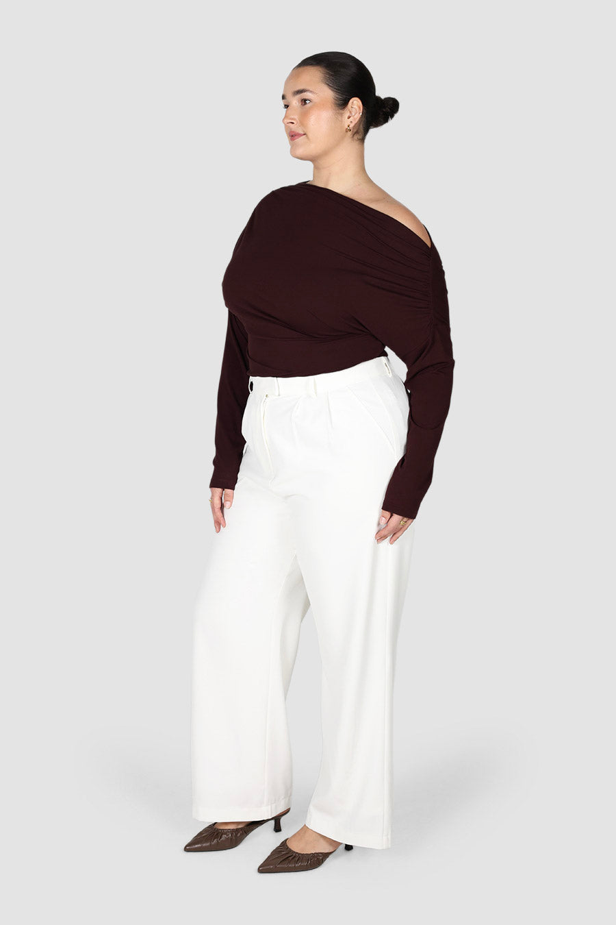 AVENDI L/S TOP CHOCOLATE