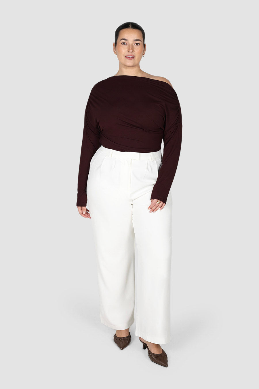 AVENDI L/S TOP CHOCOLATE