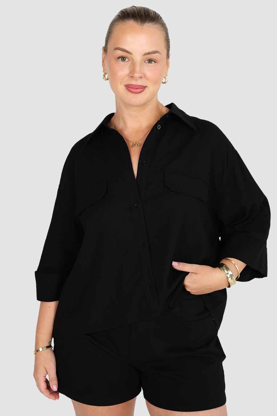 BOSTON BUTTON SHIRT BLACK