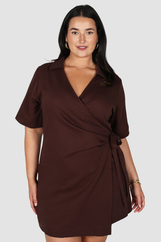 CASA WRAP DRESS ESPRESSO